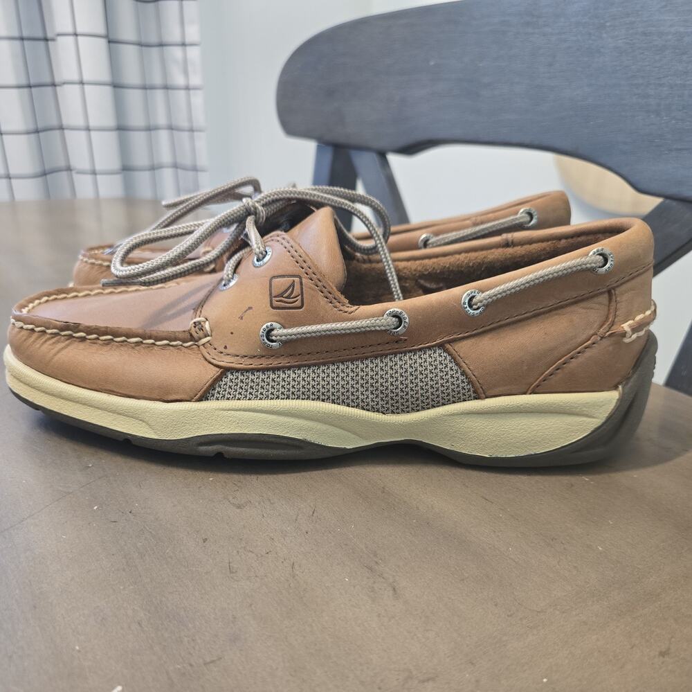 Sperry Top-Sider Men's Leather Boat Shoes Lace-Up Brown/Beige 8M 0276308